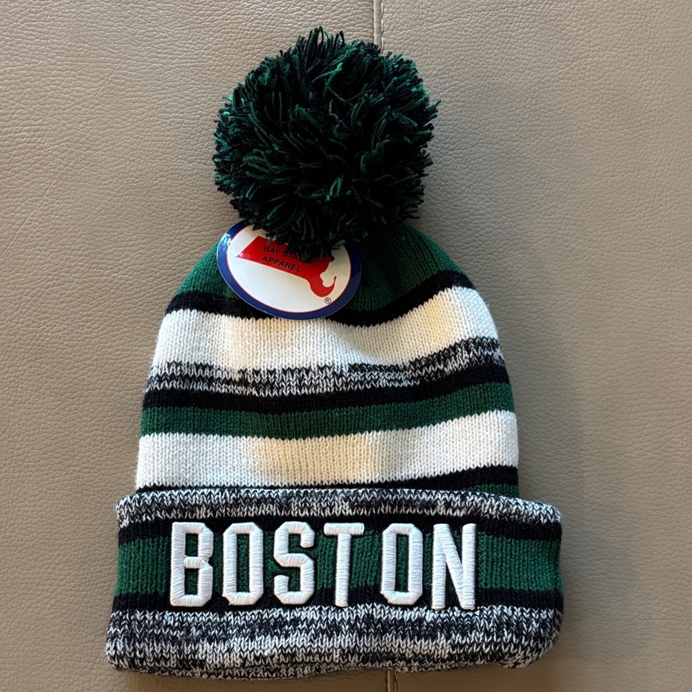 NWT Boston Celtics Pom-Pom Beanie - Green, Black, White